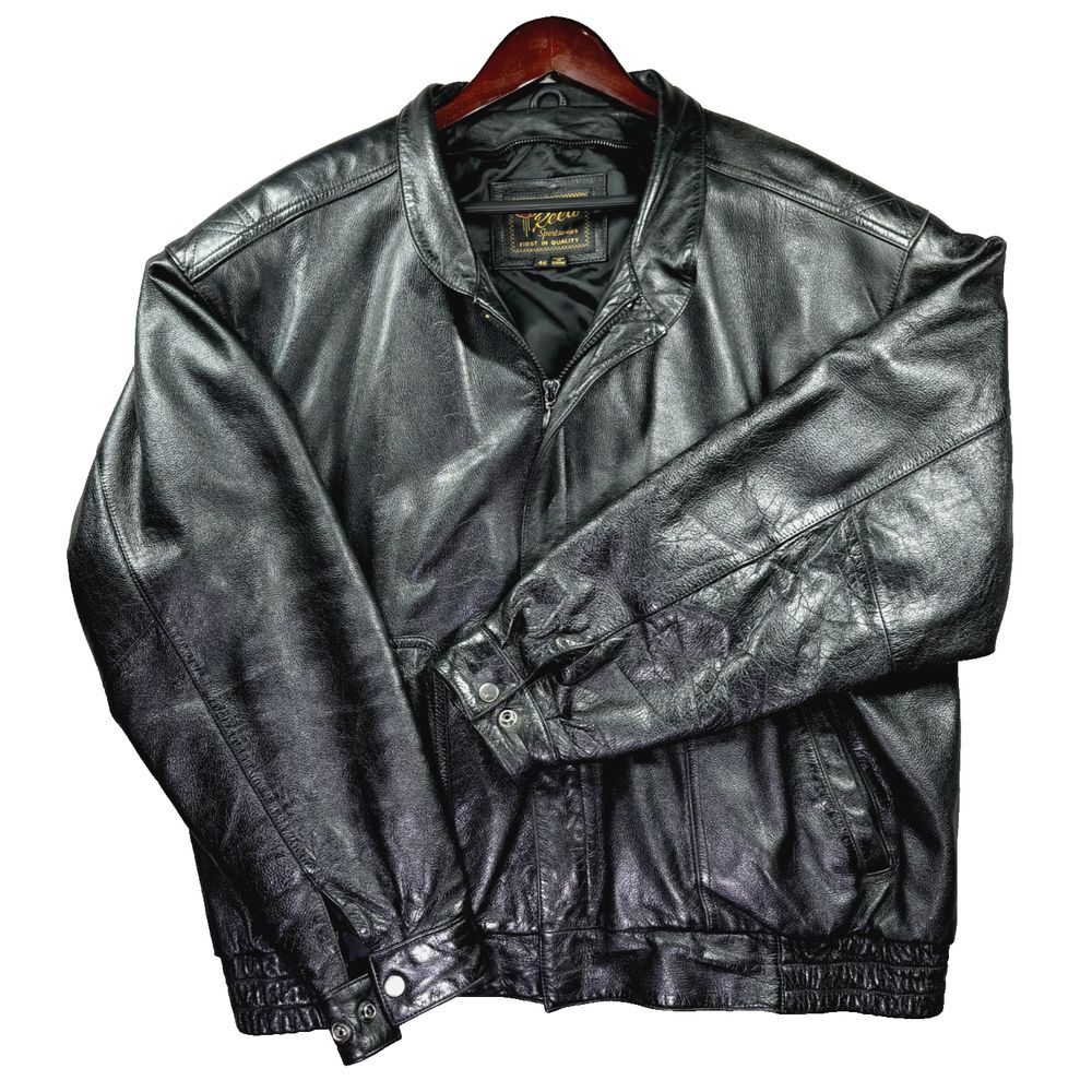 L.L. Bean Men's Black Leather Bomber Jacket